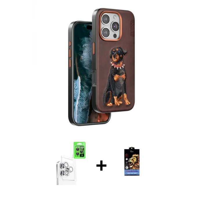 ieg™ iPhone 16 Pro Kılıf Nova Form Koleksiyonu - Siyah Buffer Hayalet Cam Ekran Koruyucu + Raze Metal Kamera Lens - BZ