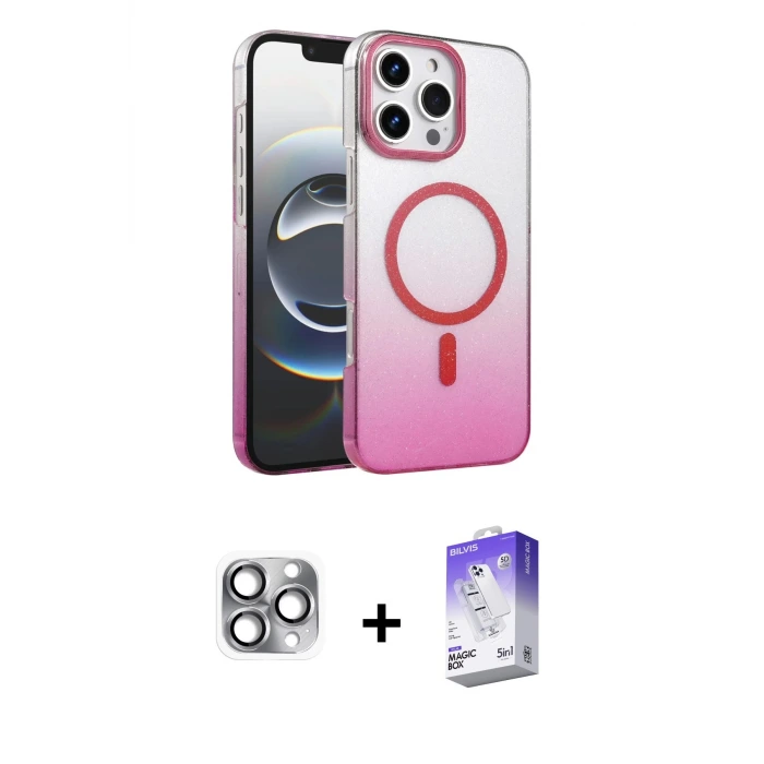ieg™ iPhone 16 Pro Max Kılıf Ahenk Doku Özel Seri - Siyah Bilvis 5in1 3D Magic Cam Ekran Koruyucu + Pers Alüminyum Kamera Lens - GI