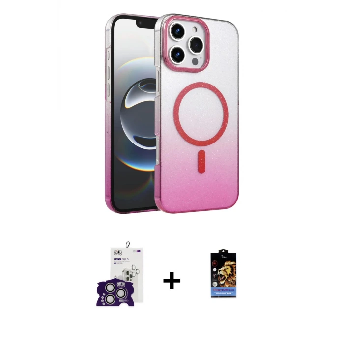 ieg™ iPhone 16 Pro Max Kılıf Ahenk Doku Özel Seri - Siyah Buffer Hayalet Cam Ekran Koruyucu + Bilvis Titan Kamera Lens - GS