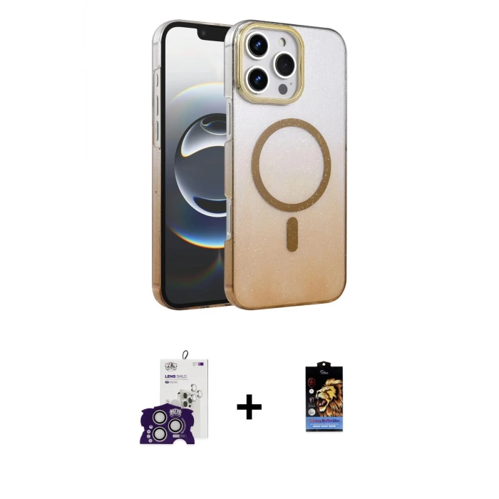 ieg™ iPhone 16 Pro Max Kılıf Ahenk Doku Özel Seri - Siyah Buffer Hayalet Cam Ekran Koruyucu + Bilvis Titan Kamera Lens - GS