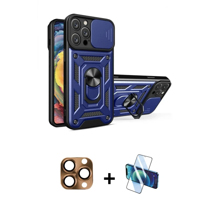ieg™ iPhone 16 Pro Max Kılıf Ahenk Klasik - Siyah 3D Antistatik Seramik Nano Ekran Koruyucu + Pers Alüminyum Kamera Lens - CLTM