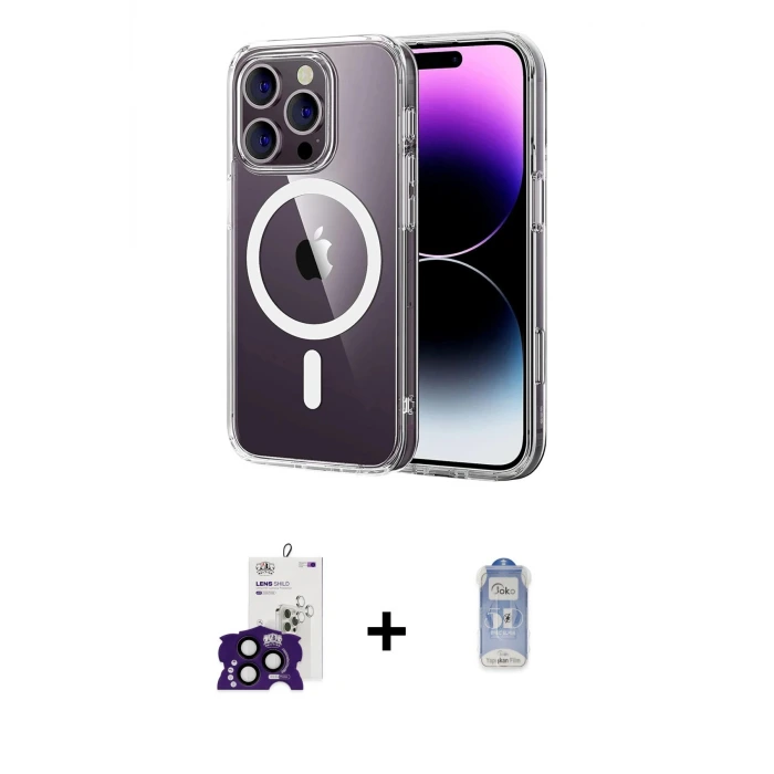 ieg™ iPhone 16 Pro Max Kılıf Ahenk Minimal Serisi - Siyah Joko Magic 5D Cam + Bilvis Titan Kamera Lens - SH