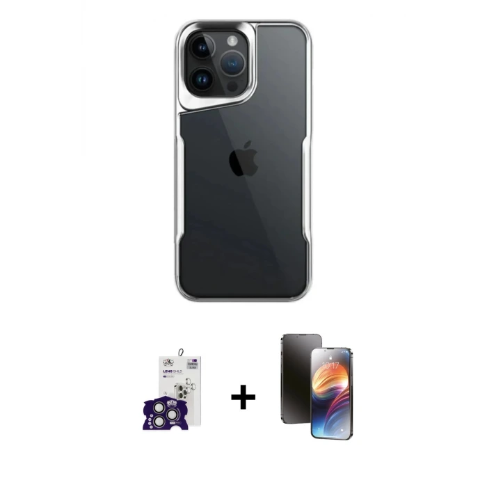 ieg™ iPhone 16 Pro Max Kılıf Akış Çizgi Koleksiyonu - Siyah 3D Antistatik Mat Seramik Nano Ekran Koruyucu + Bilvis Titan Kamera Lens - TMGI