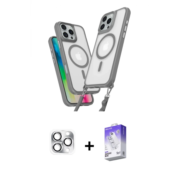 ieg™ iPhone 16 Pro Max Kılıf Atlas Doku Koleksiyonu - Siyah Bilvis 5in1 3D Magic Cam Ekran Koruyucu + Pers Alüminyum Kamera Lens - GS