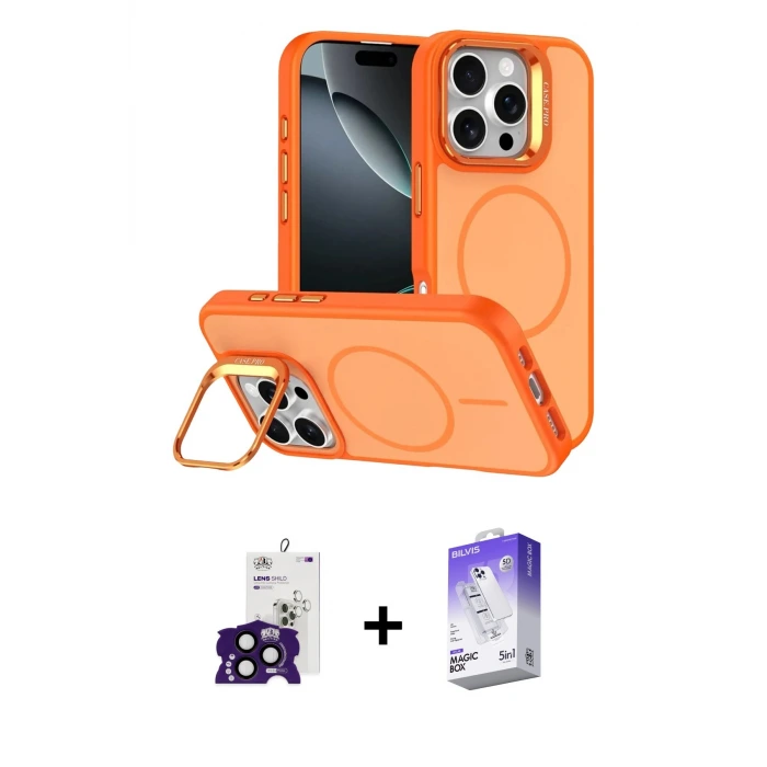 ieg™ iPhone 16 Pro Max Kılıf Çekirdek Klasik - Siyah Bilvis 5in1 3D Magic Cam Ekran Koruyucu + Bilvis Titan Kamera Lens - SH