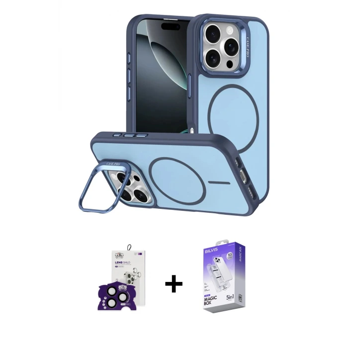ieg™ iPhone 16 Pro Max Kılıf Çekirdek Klasik - Siyah Bilvis 5in1 3D Magic Cam Ekran Koruyucu + Bilvis Titan Kamera Lens - SH