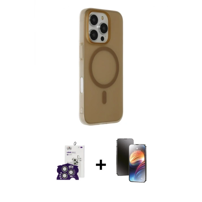 ieg™ iPhone 16 Pro Max Kılıf Çekirdek Modern Prime - Siyah 3D Antistatik Mat Seramik Nano Ekran Koruyucu + Bilvis Titan Kamera Lens - GS