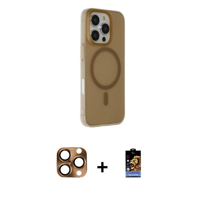 ieg™ iPhone 16 Pro Max Kılıf Çekirdek Modern Prime - Siyah Buffer Hayalet Cam Ekran Koruyucu + Pers Alüminyum Kamera Lens - CLTM