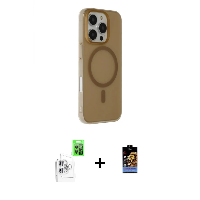 ieg™ iPhone 16 Pro Max Kılıf Çekirdek Modern Prime - Siyah Buffer Hayalet Cam Ekran Koruyucu + Raze Metal Kamera Lens - BZ
