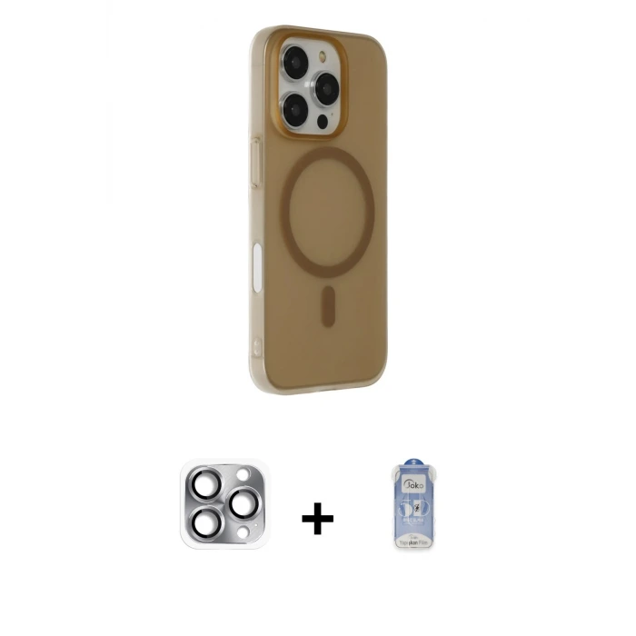 ieg™ iPhone 16 Pro Max Kılıf Çekirdek Modern Prime - Siyah Joko Magic 5D Cam + Pers Alüminyum Kamera Lens - GI