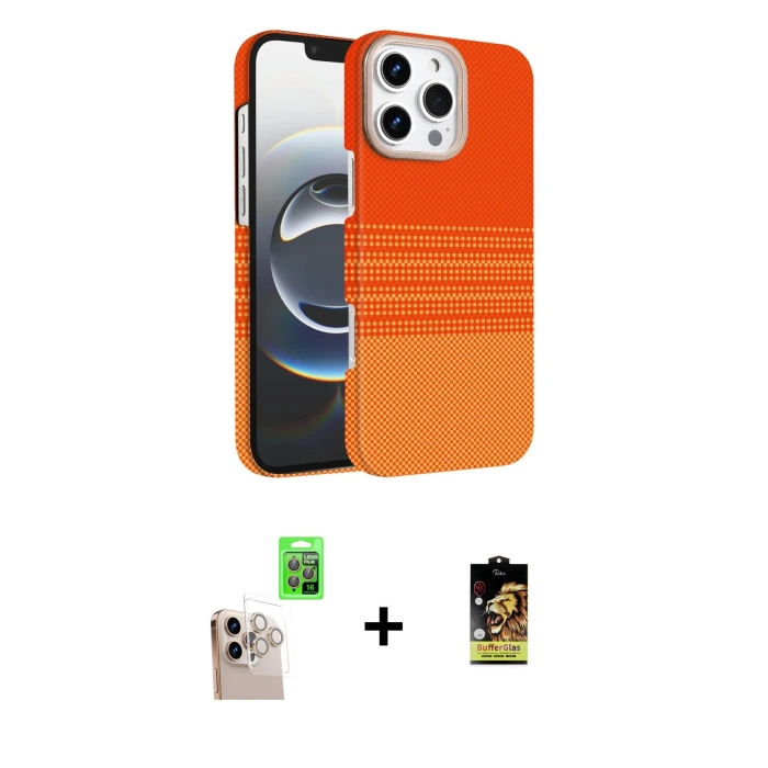 ieg™ iPhone 16 Pro Max Kılıf Doruk Serisi - Siyah Buffer Cam Ekran Koruyucu + Raze Metal Kamera Lens - NLGY
