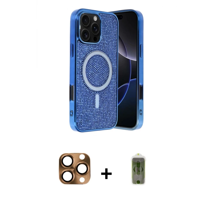 ieg™ iPhone 16 Pro Max Kılıf Eksen Çizgi - Siyah Joko Magic 5D Hayalet Cam + Pers Alüminyum Kamera Lens - CLTM