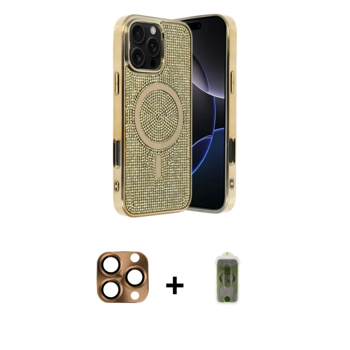 ieg™ iPhone 16 Pro Max Kılıf Eksen Çizgi - Siyah Joko Magic 5D Hayalet Cam + Pers Alüminyum Kamera Lens - CLTM