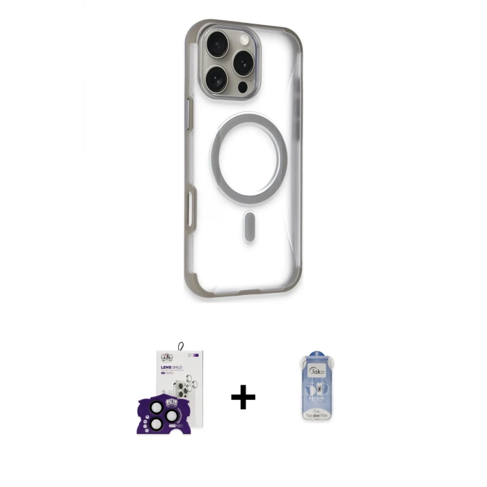 ieg™ iPhone 16 Pro Max Kılıf Eksen Klasik Koleksiyonu - Siyah Joko Magic 5D Cam + Bilvis Titan Kamera Lens - SH