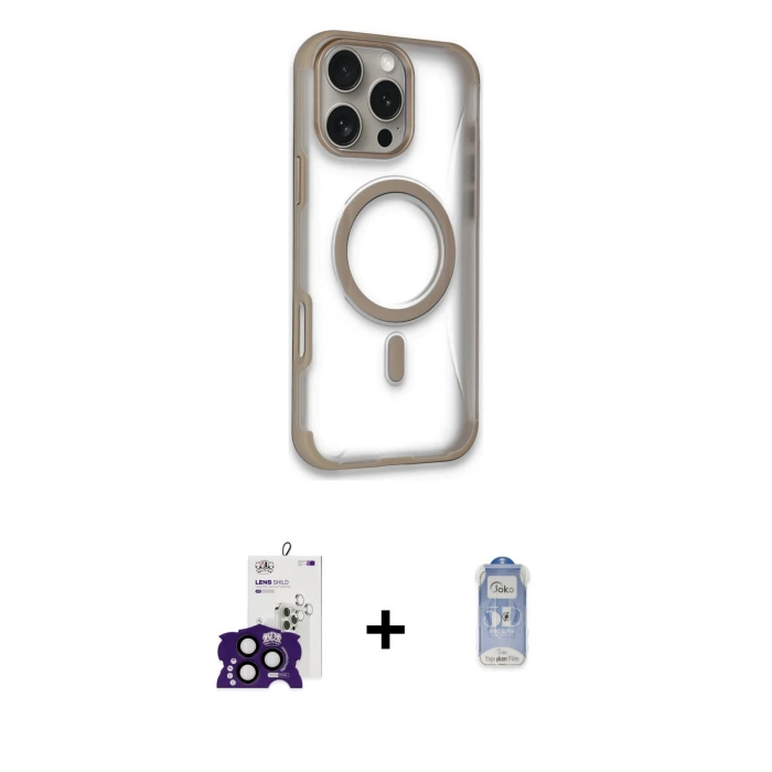 ieg™ iPhone 16 Pro Max Kılıf Eksen Klasik Koleksiyonu - Siyah Joko Magic 5D Cam + Bilvis Titan Kamera Lens - SH