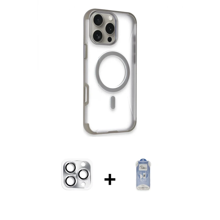 ieg™ iPhone 16 Pro Max Kılıf Eksen Klasik Koleksiyonu - Siyah Joko Magic 5D Cam + Pers Alüminyum Kamera Lens - GS
