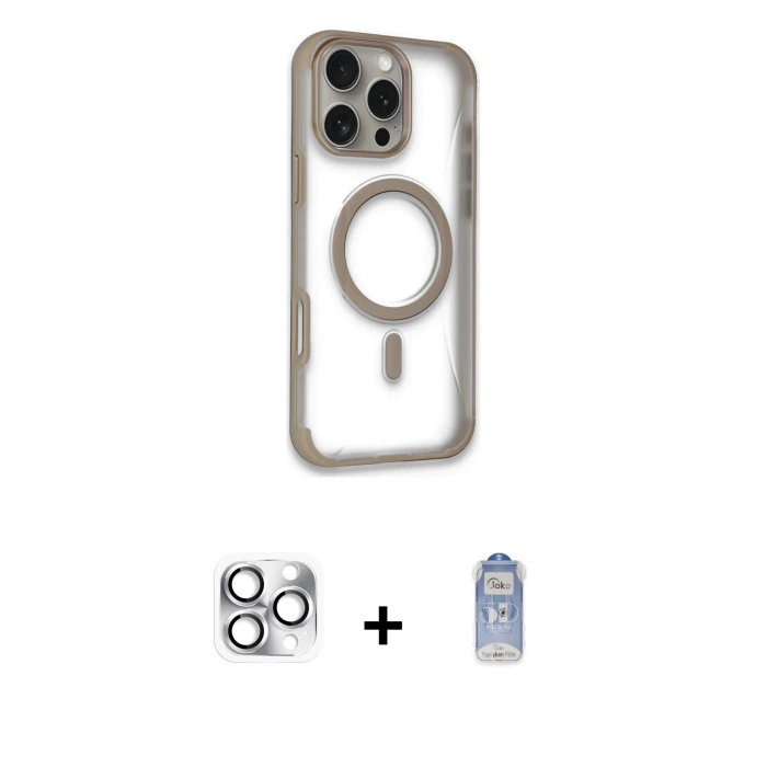 ieg™ iPhone 16 Pro Max Kılıf Eksen Klasik Koleksiyonu - Siyah Joko Magic 5D Cam + Pers Alüminyum Kamera Lens - GS