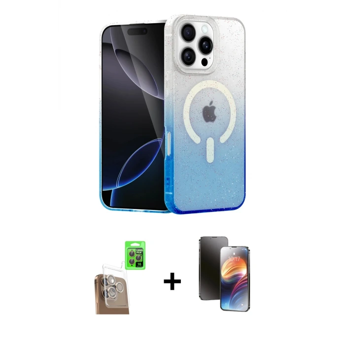ieg™ iPhone 16 Pro Max Kılıf Eksen Minimal Özel Seri - Siyah 3D Antistatik Mat Seramik Nano Ekran Koruyucu + Raze Metal Kamera Lens - CLTM