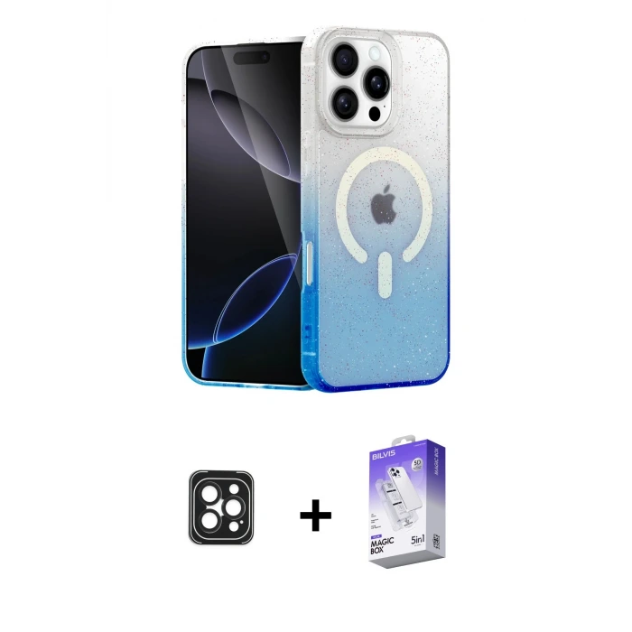 ieg™ iPhone 16 Pro Max Kılıf Eksen Minimal Özel Seri - Siyah Bilvis 5in1 3D Magic Cam Ekran Koruyucu + PVD Metal Kamera Lens - SH
