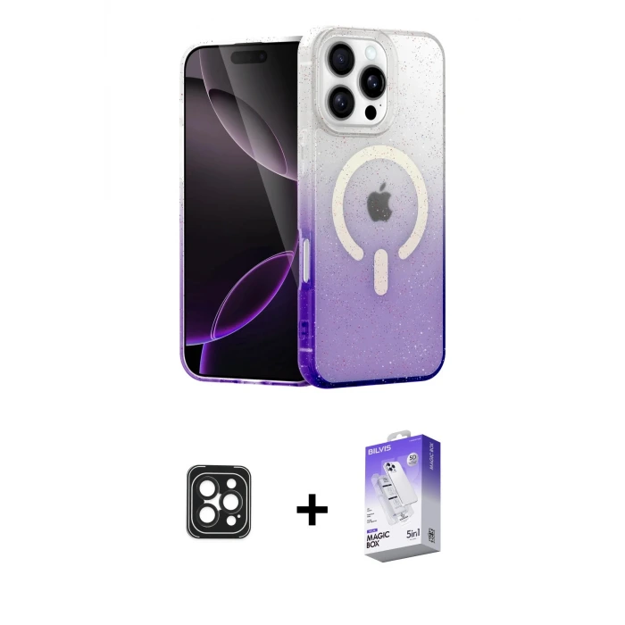 ieg™ iPhone 16 Pro Max Kılıf Eksen Minimal Özel Seri - Siyah Bilvis 5in1 3D Magic Cam Ekran Koruyucu + PVD Metal Kamera Lens - SH