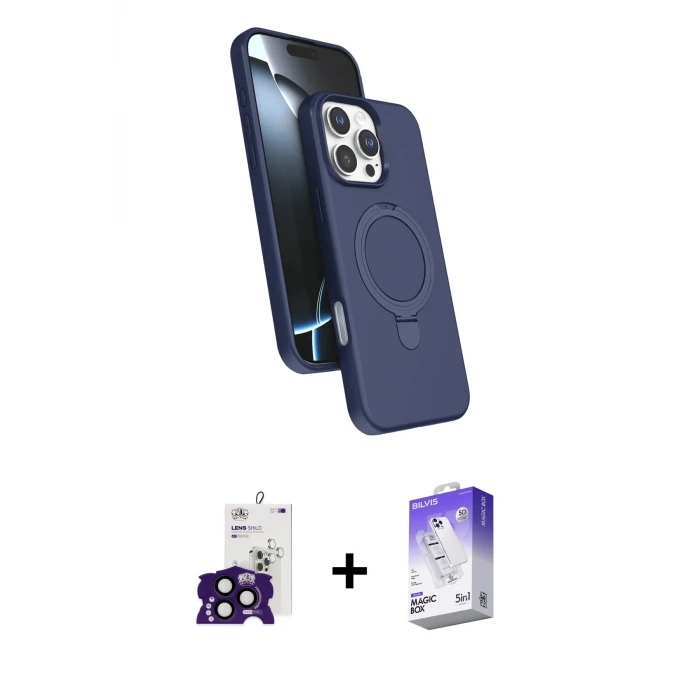 ieg™ iPhone 16 Pro Max Kılıf İz Işık Koleksiyonu - Siyah Bilvis 5in1 3D Magic Cam Ekran Koruyucu + Bilvis Titan Kamera Lens - SH