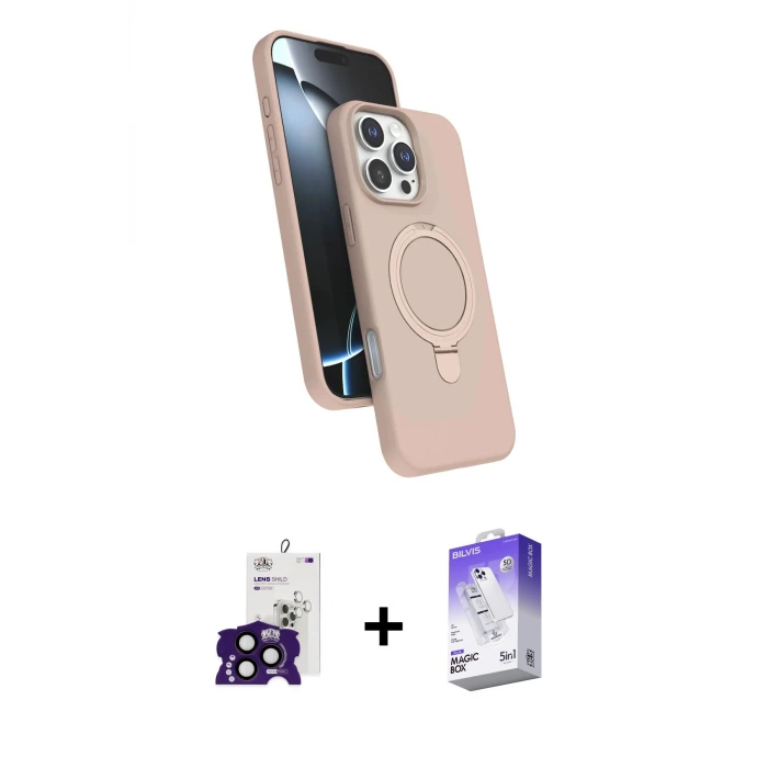 ieg™ iPhone 16 Pro Max Kılıf İz Işık Koleksiyonu - Siyah Bilvis 5in1 3D Magic Cam Ekran Koruyucu + Bilvis Titan Kamera Lens - SH
