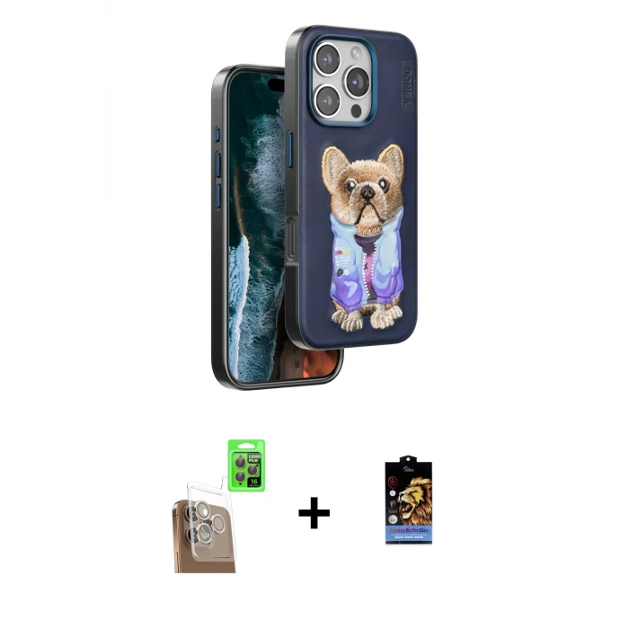 ieg™ iPhone 16 Pro Max Kılıf İz Minimal Koleksiyonu - Siyah Buffer Hayalet Cam Ekran Koruyucu + Raze Metal Kamera Lens - CLTM