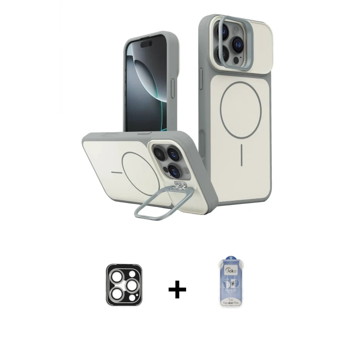 ieg™ iPhone 16 Pro Max Kılıf İz Modern Prime - Siyah Joko Magic 5D Cam + PVD Metal Kamera Lens - GS