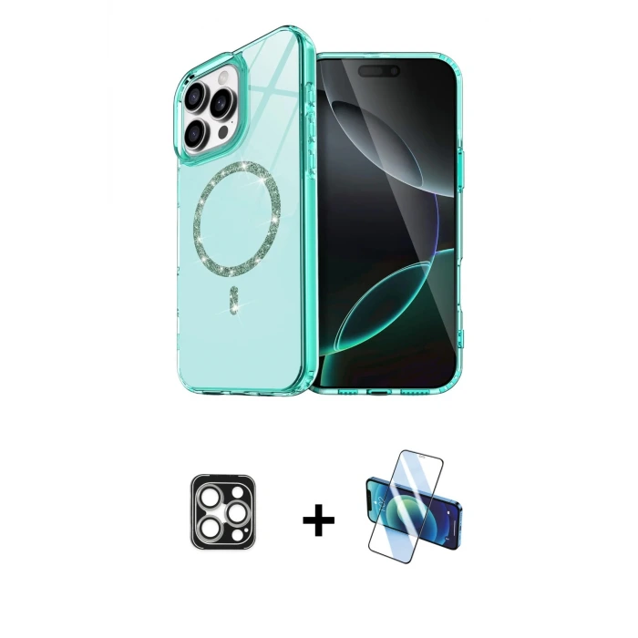 ieg™ iPhone 16 Pro Max Kılıf Kıvılcım Form Prime - Siyah 3D Antistatik Seramik Nano Ekran Koruyucu + PVD Metal Kamera Lens - GS