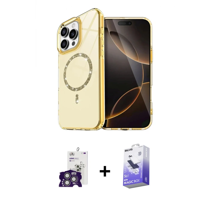 ieg™ iPhone 16 Pro Max Kılıf Kıvılcım Form Prime - Siyah Bilvis 5in1 5D Magic Hayalet Cam Ekran Koruyucu + Bilvis Titan Kamera Lens - GS