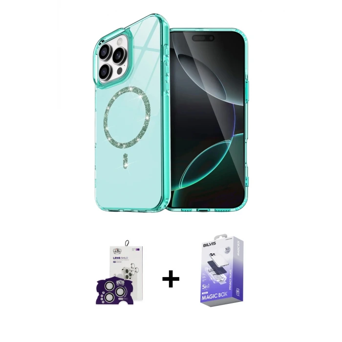 ieg™ iPhone 16 Pro Max Kılıf Kıvılcım Form Prime - Siyah Bilvis 5in1 5D Magic Hayalet Cam Ekran Koruyucu + Bilvis Titan Kamera Lens - GS