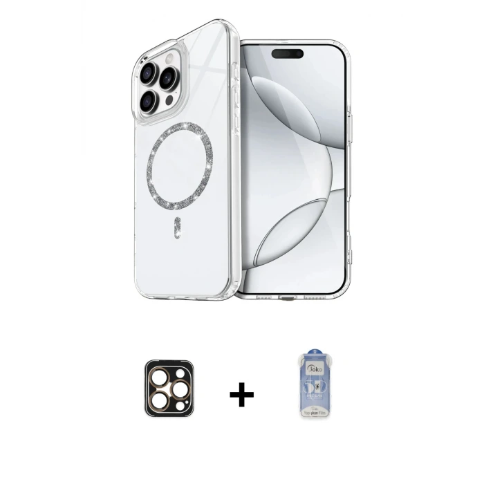 ieg™ iPhone 16 Pro Max Kılıf Kıvılcım Form Prime - Siyah Joko Magic 5D Cam + PVD Metal Kamera Lens - GD