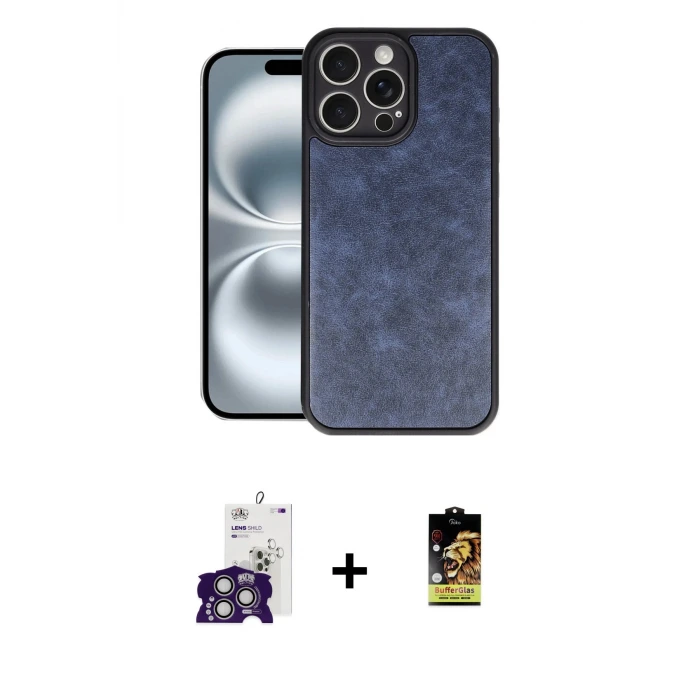 ieg™ iPhone 16 Pro Max Kılıf Kıvılcım Işık Serisi - Siyah Buffer Cam Ekran Koruyucu + Bilvis Titan Kamera Lens - GS