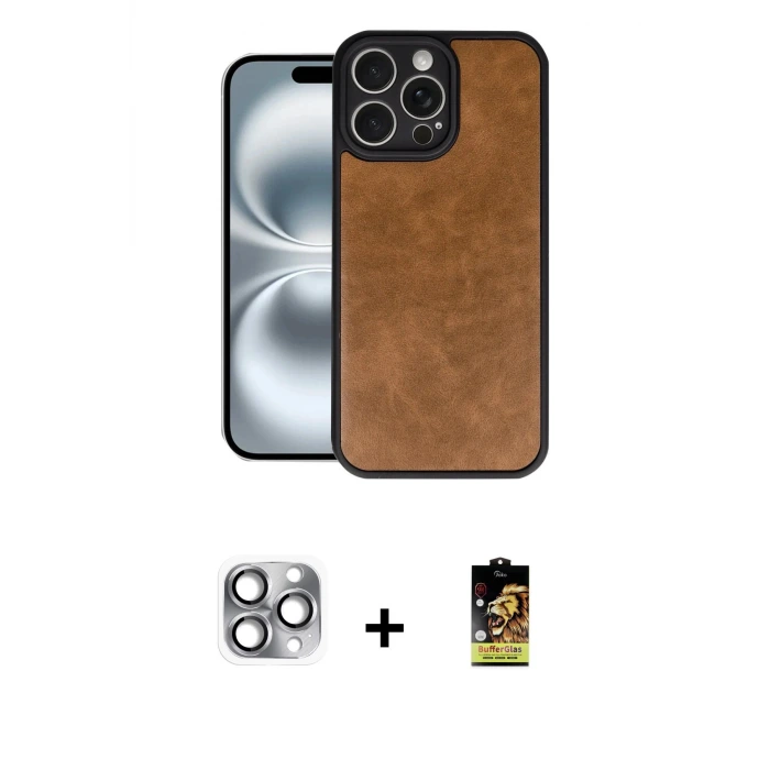 ieg™ iPhone 16 Pro Max Kılıf Kıvılcım Işık Serisi - Siyah Buffer Cam Ekran Koruyucu + Pers Alüminyum Kamera Lens - GI