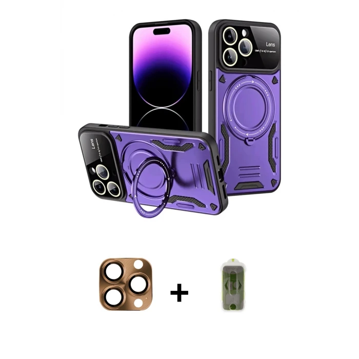 ieg™ iPhone 16 Pro Max Kılıf Kıvılcım Modern Serisi - Siyah Joko Magic 5D Hayalet Cam + Pers Alüminyum Kamera Lens - CLTM
