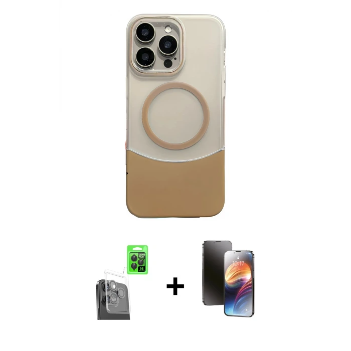 ieg™ iPhone 16 Pro Max Kılıf Kozmos Form Özel Seri - Siyah 3D Antistatik Mat Seramik Nano Ekran Koruyucu + Raze Metal Kamera Lens - SH