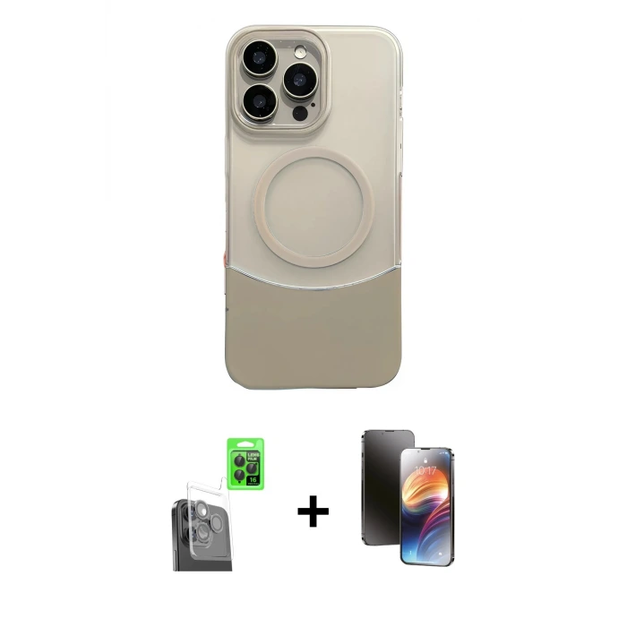 ieg™ iPhone 16 Pro Max Kılıf Kozmos Form Özel Seri - Siyah 3D Antistatik Mat Seramik Nano Ekran Koruyucu + Raze Metal Kamera Lens - SH
