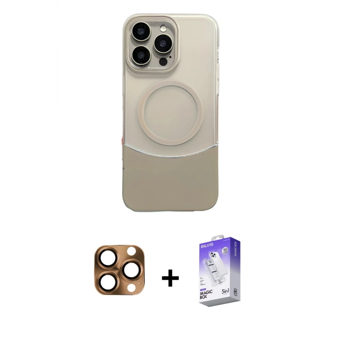 ieg™ iPhone 16 Pro Max Kılıf Kozmos Form Özel Seri - Siyah Bilvis 5in1 3D Magic Cam Ekran Koruyucu + Pers Alüminyum Kamera Lens - CLTM
