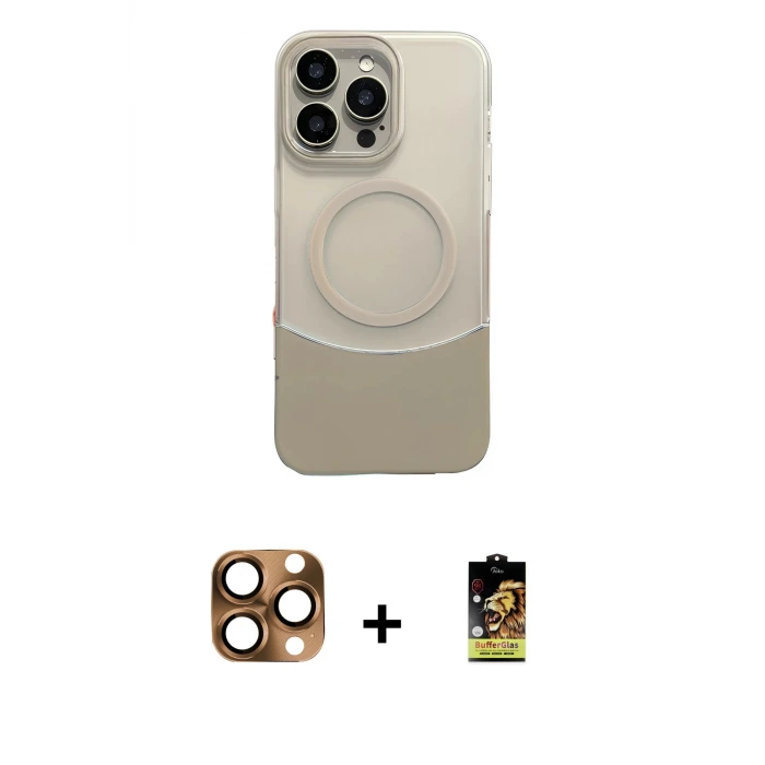 ieg™ iPhone 16 Pro Max Kılıf Kozmos Form Özel Seri - Siyah Buffer Cam Ekran Koruyucu + Pers Alüminyum Kamera Lens - CLTM