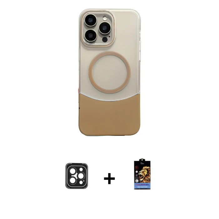 ieg™ iPhone 16 Pro Max Kılıf Kozmos Form Özel Seri - Siyah Buffer Hayalet Cam Ekran Koruyucu + PVD Metal Kamera Lens - SH