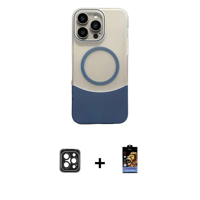 ieg™ iPhone 16 Pro Max Kılıf Kozmos Form Özel Seri - Siyah Buffer Hayalet Cam Ekran Koruyucu + PVD Metal Kamera Lens - SH