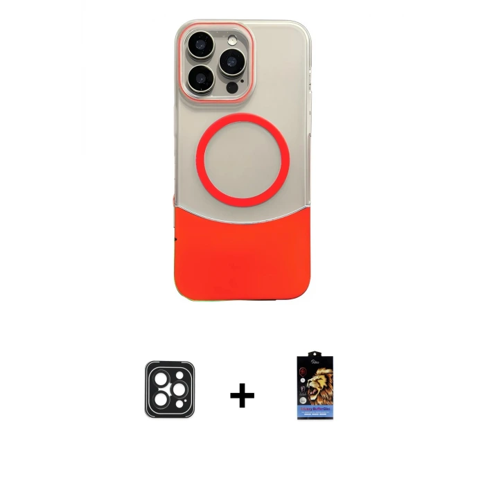 ieg™ iPhone 16 Pro Max Kılıf Kozmos Form Özel Seri - Siyah Buffer Hayalet Cam Ekran Koruyucu + PVD Metal Kamera Lens - SH