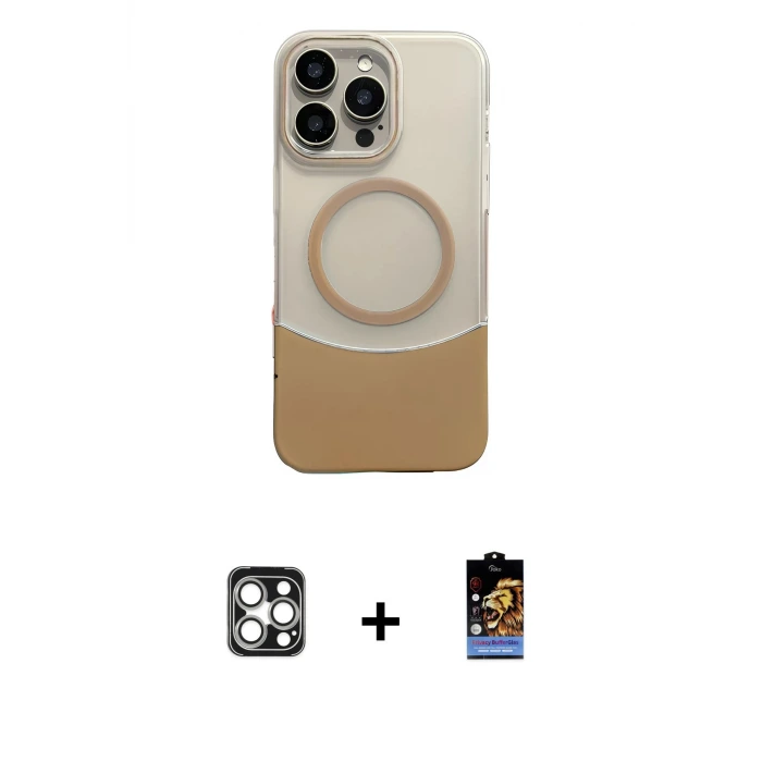 ieg™ iPhone 16 Pro Max Kılıf Kozmos Form Özel Seri - Siyah Buffer Hayalet Cam Ekran Koruyucu + PVD Metal Kamera Lens - GS