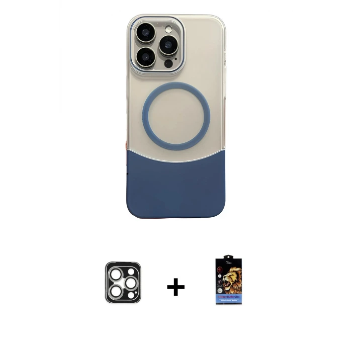ieg™ iPhone 16 Pro Max Kılıf Kozmos Form Özel Seri - Siyah Buffer Hayalet Cam Ekran Koruyucu + PVD Metal Kamera Lens - GS
