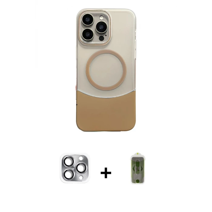 ieg™ iPhone 16 Pro Max Kılıf Kozmos Form Özel Seri - Siyah Joko Magic 5D Hayalet Cam + Pers Alüminyum Kamera Lens - GI