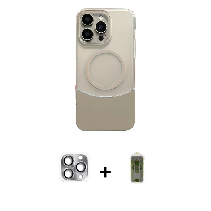 ieg™ iPhone 16 Pro Max Kılıf Kozmos Form Özel Seri - Siyah Joko Magic 5D Hayalet Cam + Pers Alüminyum Kamera Lens - GI