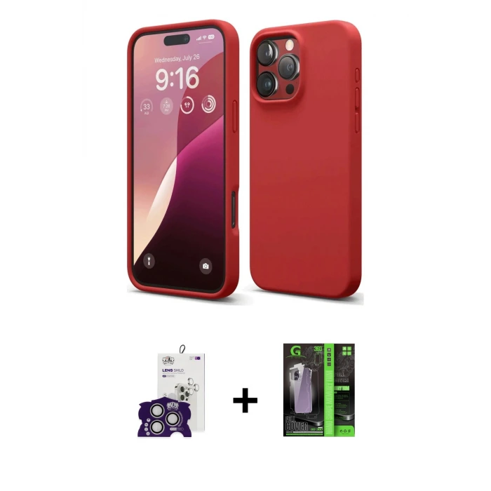 ieg™ iPhone 16 Pro Max Kılıf Kozmos Yansıma Özel Seri - Şeffaf 360 Full Body Arka Koruyucu + Bilvis Titan Kamera Lens - GS