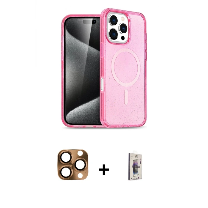 ieg™ iPhone 16 Pro Max Kılıf Nova Asil Prime - Siyah Bilvis 3D Cam Ekran Koruyucu + Pers Alüminyum Kamera Lens - CLTM