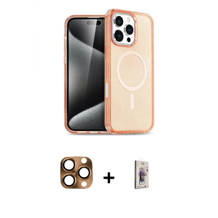 ieg™ iPhone 16 Pro Max Kılıf Nova Asil Prime - Siyah Bilvis 3D Cam Ekran Koruyucu + Pers Alüminyum Kamera Lens - CLTM