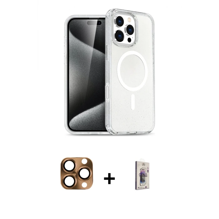 ieg™ iPhone 16 Pro Max Kılıf Nova Asil Prime - Siyah Bilvis 3D Cam Ekran Koruyucu + Pers Alüminyum Kamera Lens - CLTM